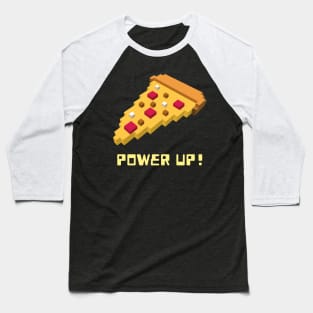 Power Up! - 8 Bit Pizza Baseball T-Shirt
